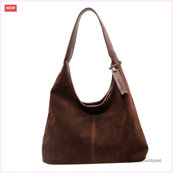 Handbags - Suede Hobo Tote Bag Elegant Minimal Chic Work Purse Shoulder Bag Fall Aesthetics